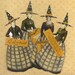 Halloween Witches Altered Art Mixed Media Paper Doll Ornaments Set of 4