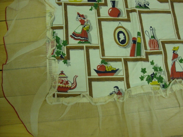 Vintage 1940s Kitchen Curtain With Colonial By PatriciasRoom   Il Fullxfull.314030436 