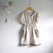 Shabby Chic Dress Linen Upcycled Clothing Women's Medium Clothes Babydoll Beige Newsprint Lace Doily Eco Fashion 'BETHENNY'