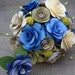 Paper Flower Wedding Bouquet In blues sage and Ivory with matching boot ready to Purchase