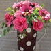 Paper Flower arrangement inBrown polka Dot mug with hot pink Flowers Gift Housewarming Anniversary