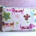 Zipper Wristlet Pouch Purse Gadget (Padded) PUPPY LOVE-white pink aqua green tan