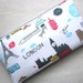 Zip Pouch Gadget Purse Coin (Padded) -Travel the World- London Paris Rome- White Red Turq