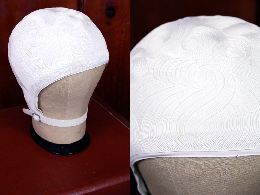 vintage swim cap 1950s 1960s by Sea Siren / white bathing cap