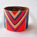 Colorful Tribal / Chevron Style / NEON (Blue, orange and beige) Leather Bracelet / Cuff