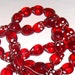 Skull Beads, Glass Red Transparent with white, 13mm (7)