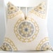 Decorative pillow cover - Throw pillow - Suzani pillow - 20x20 - Cream - Yellow - Suzani - Designer fabric