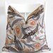 Decorative pillow cover - 20x20 - Peacock Feathers -Gray - Brown - Dark Blue - Orange - Throw Pillow