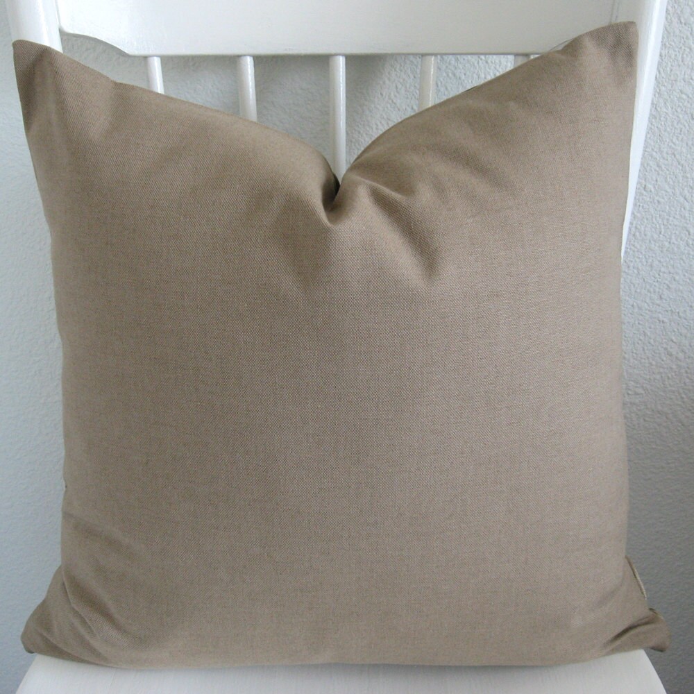 ONE new 18x18 ikat print brown taupe light blue designer