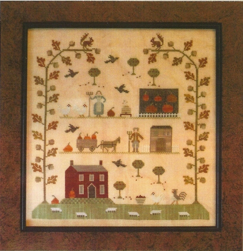 Primitive Folk Art Cross Stitch Pattern: by PrimFolkArtShop
