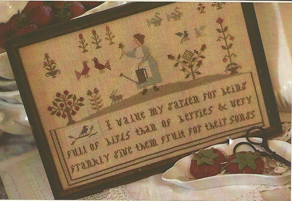 Primitive Folk Art Cross Stitch Pattern FRUIT by