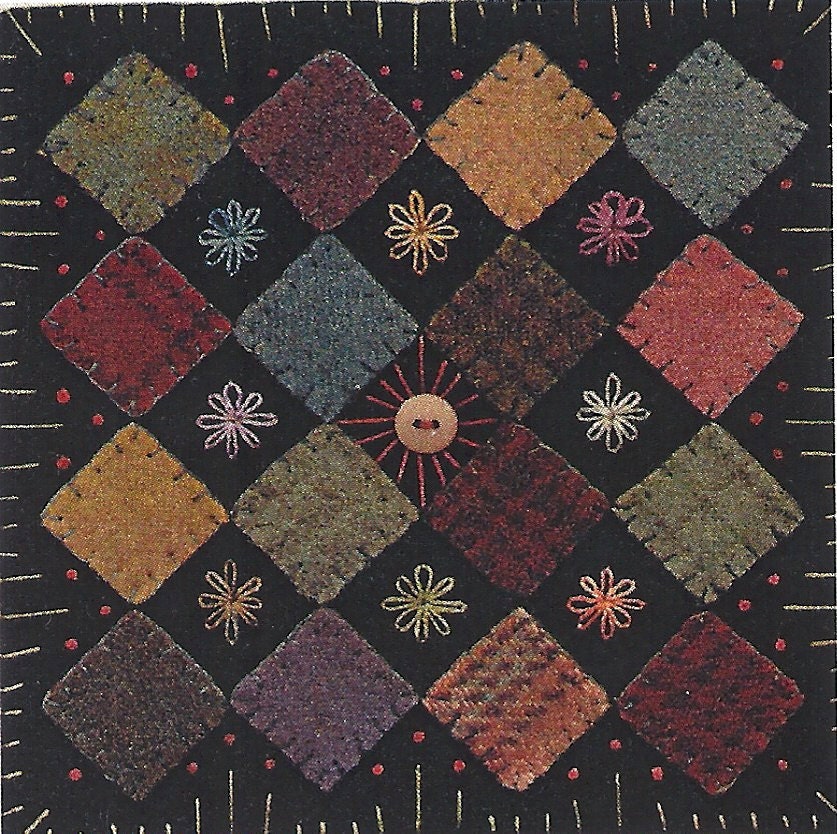 Primitive Folk Art Wool Applique Pattern by