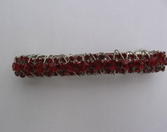 Red Swarovski Crystal and Rhinestone Hair Clip/ Barrette