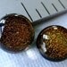 Dichroic Fused Glass Cabochons 12 mm Set of 2 Gold