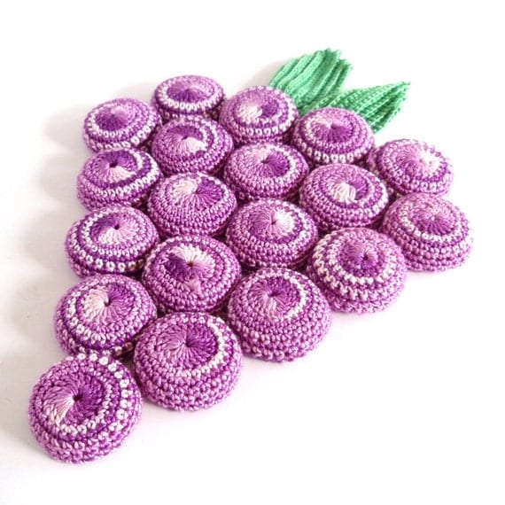Crocheted Grape Bottle Cap Trivet or Wall Hanging by vpauld