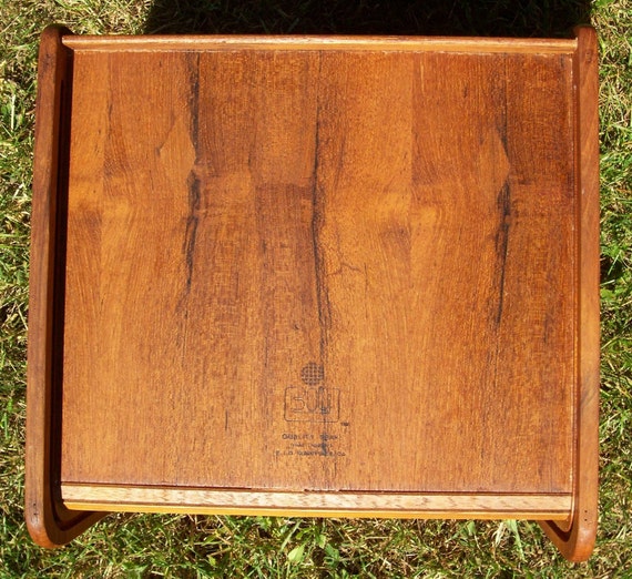 Vintage Teak Wood Roll Top Desk Organizer Danish Modern