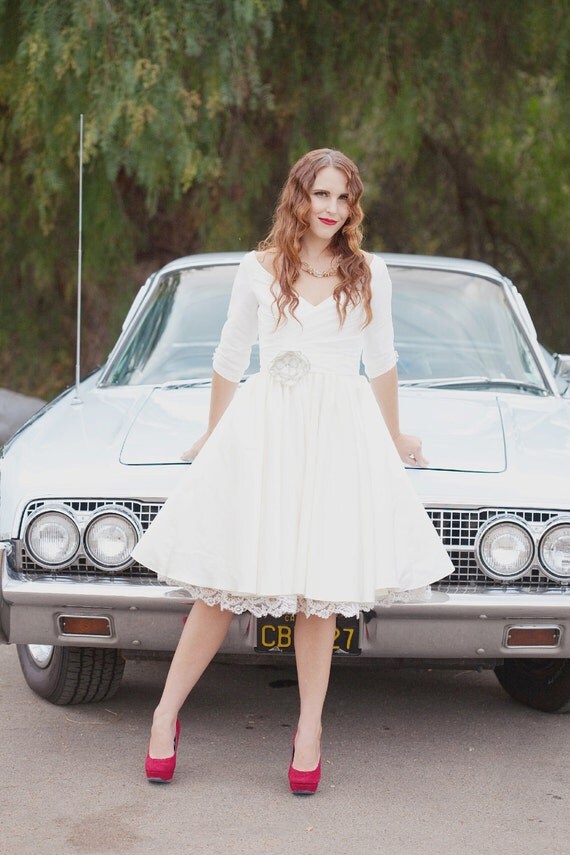 Short Wedding Dress with Sleeves and Pockets - Janie Jones by ...