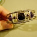 Vintage Lia Sophia Rave Retired Cuff Bracelet Black Purple Violet Rhinestones 1867