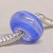Glass Handmade Lampwork Bead Large Hole European Charm Bead Clear Glass With Blue and White Streaks