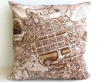decorative pillow, map cushion, city map , pillow cover, EDINBURGH Organic cotton cushion cover, map pillow 16 inch