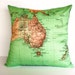 cushion cover, map pillow AUSTRALIA NEW ZEALAND map cushion, 40cm cushion organic cotton cushion cover, pillow, cover, 16 inch, 41cm