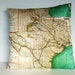 Pillow cover map cushion Texas, Organic cotton, cushion cover, pillow cover, throw pillow, decorative pillow.
