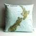 Vintage map/ NEW ZELAND map print / Map Cushion cover/ pillow map pillow/ organic cotton cushion cover /throw cushion/ second anniversary