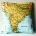 Vintage Map print pillow/ India map print/ map cushion/ INDIA and NEPAL map pillow/ organic cotton/ 16 inch, 41cm/ vintage map