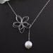 Sterling Silver Jewelry - "Garden Moon" Flower & Coin Pearl Necklace - bridal jewelry, birthday, anniversary, mother, best friend gift
