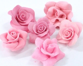 Miniature Roses Polymer Clay Flowers & Beads Supplies 20 pcs