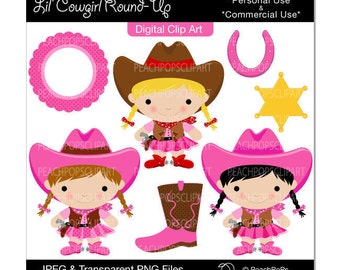 cowgirl clip art digital clipart original clip art pink - Lil Cowgirl ...