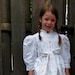 Vintage 1980s Girls White Cotton Floral Print Party Dress by Giovanna Baby, Designer Couture, Laura Ashley Style
