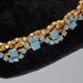 Vintage 1950s Necklace Earrings Set / 50s Demi Parure / Turquoise Rhinestone Choker
