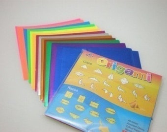 Colorful Rainbow Paper Pack for Japanese Origami Paper Crane Folding - 9cm x 9cm - 40 sheets