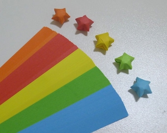 Rainbow Shower (5 colors) Origami Lucky Star Paper Strips - packs of 100 strips
