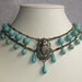 Egyptian Style Scarab Choker Turquoise Magnesite and Antique Brass