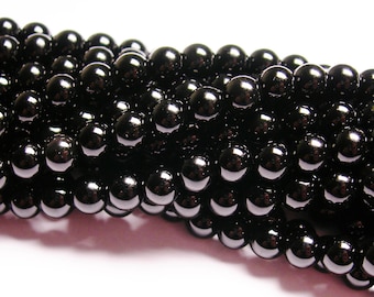 Black Onyx - 6mm round beads -1 full strand - 65 beads - AA quality - RFG806