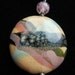 DESTASH SALE,KAZURI Pendant only,35mm,abstract, crackle, pinks, greens, creams
