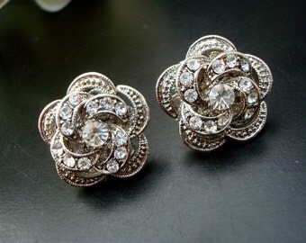 bridal rhinestone earrings wedding stud earrings statement bridal earrings swarovski crystal earrings bridal earrings vintage style ROSELANI