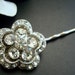Bridal Rhinestone Hair Pin, Flower Rhinestone Hair pin, Wedding Rhinestone Hair Pin, Vintage Bridal Jewerly, Silver, AIDA