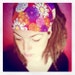 LAST ONE Narrow BoHo Headwrap - Petunia Party Gypsy Wrap, size M or L - headband, hair wrap, bandana