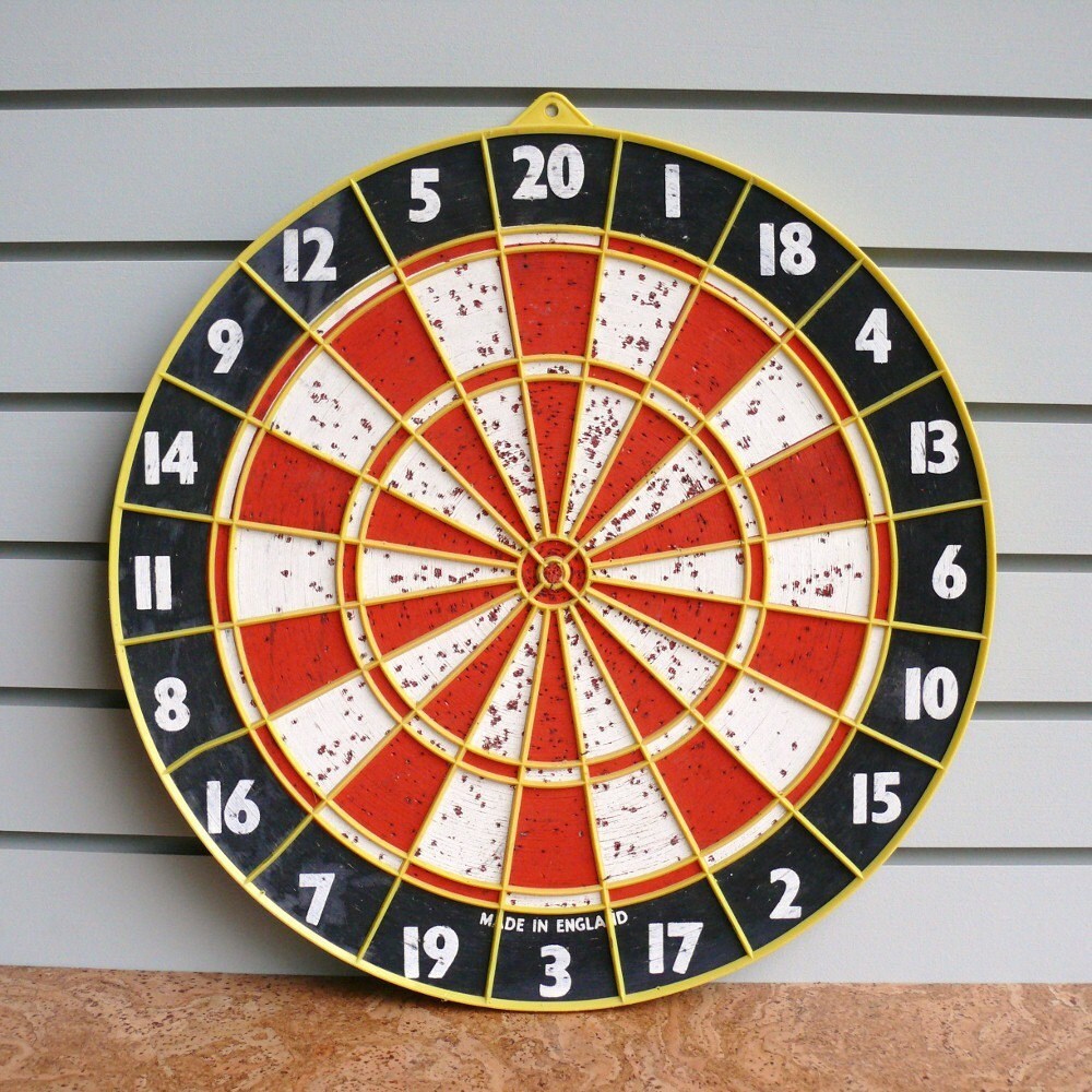 Vintage Black Red and White Dart Board