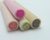 C012(4) Pack of 4 - Velvet Rose (Brown, Beige, Pink, Plum) - Polymer Clay Cane for Miniature Food Deco art