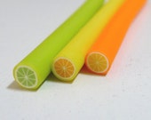 C017(3) Fruit Combo - Citrus Blast (Orange, Lemon, Lime) - Polymer Clay Cane for Miniature Food Deco