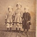 Vintage CDV Photo Card of Three Girls in Dresses & Hats