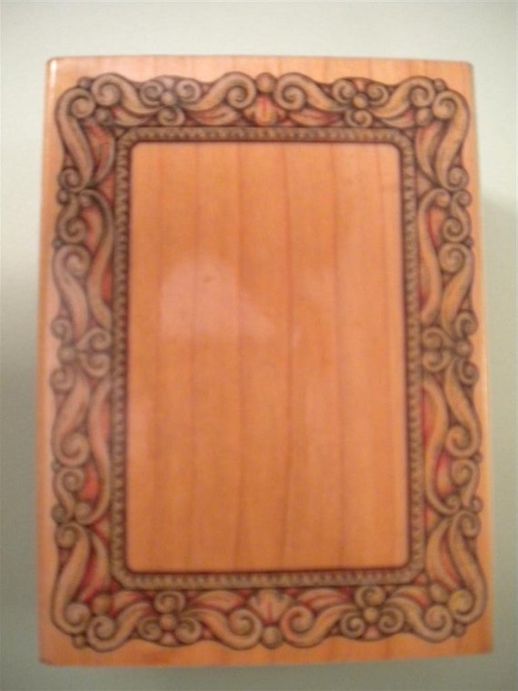 Large Picture Frame Rubber Stamp Wood Block