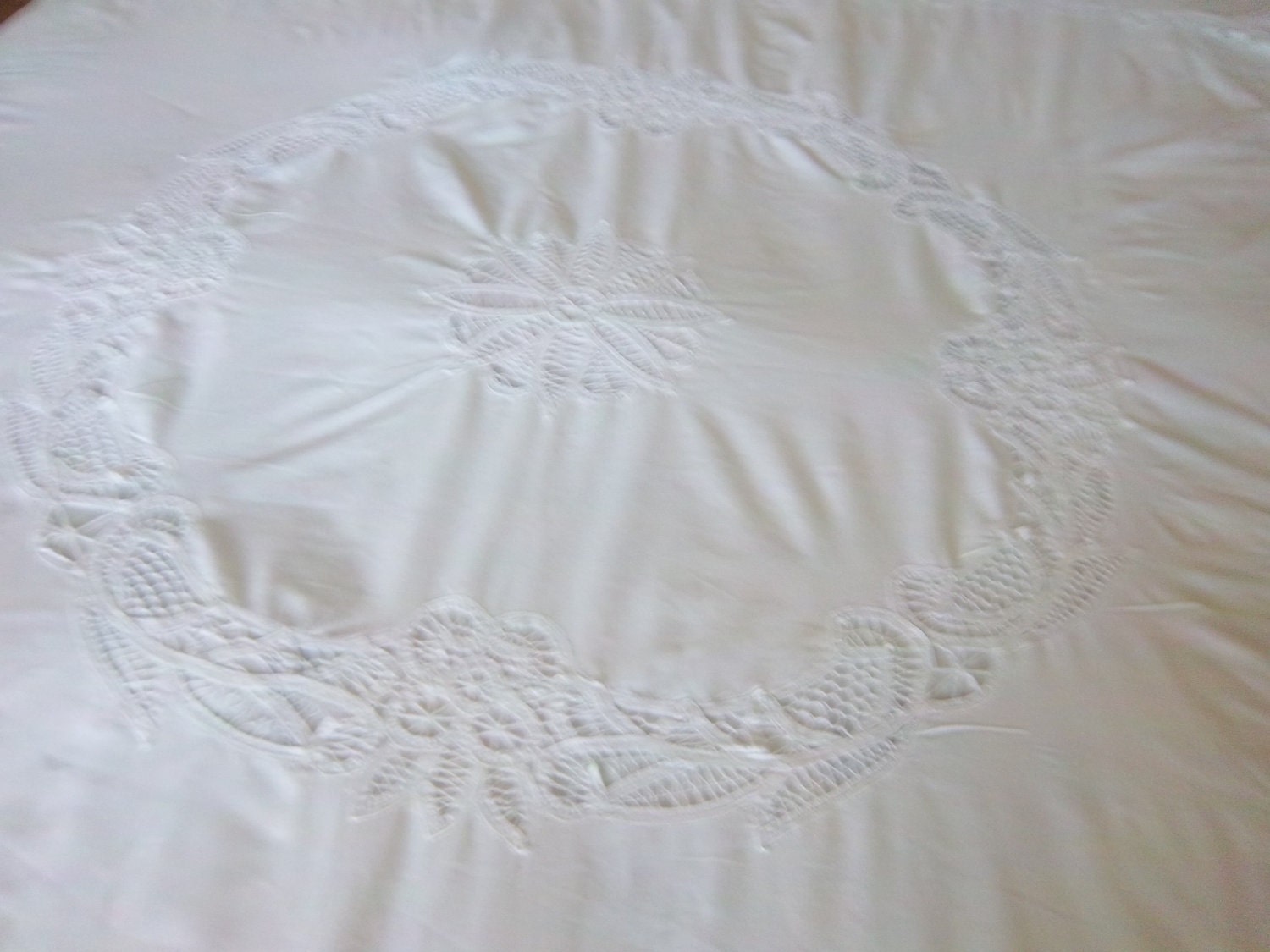 Vintage Shabby Chic White Battenburg Lace Full Size Duvet