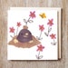 Pink Mole And Butterfly Greetings Card Birthday Blank