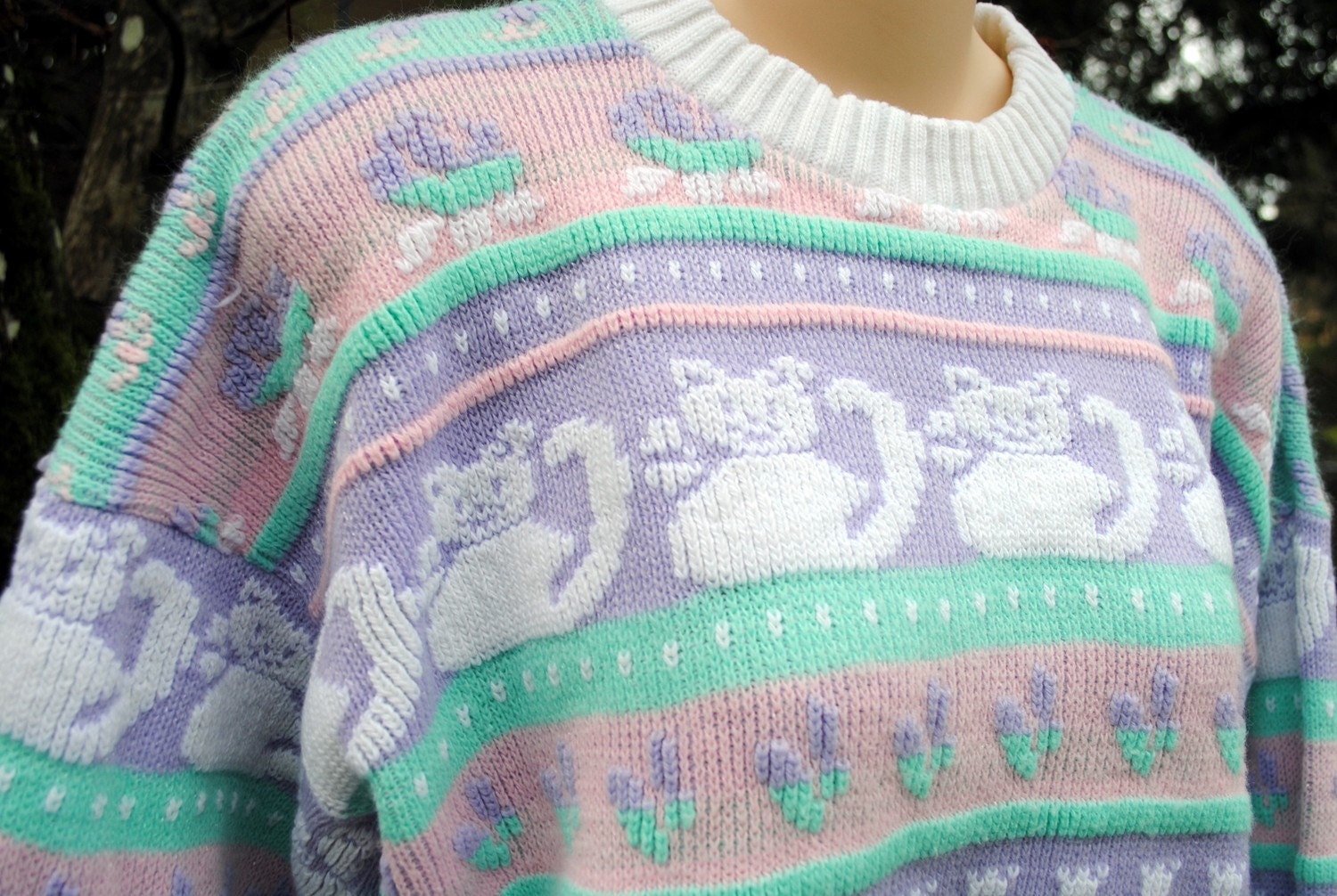 Vintage 80s Kitty Cat Sweater