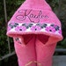 Personalized Pink Hooded Bath Towel YOUR CHOICE of color font and ribbon